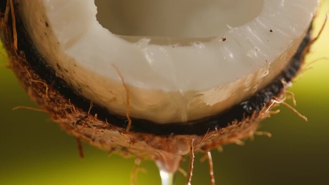 Coconut, Fresh whole and halved coconut isolated on a white background. Tropical exotic fruit with natural brown shell and white flesh. Healthy organic food, vegan ingredient, summer, close-up.