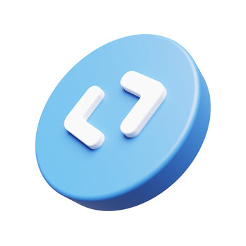 Code Icon for Web Development and Programming 3D Render