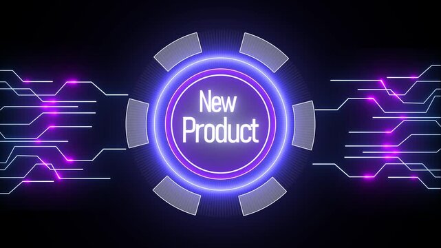 Modern futuristic new product launch illustration with glowing circuit design