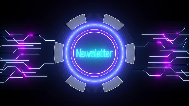 Modern futuristic newsletter icon with glowing circuit design