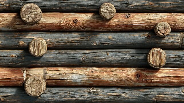 Stacked log cabin wood texture background