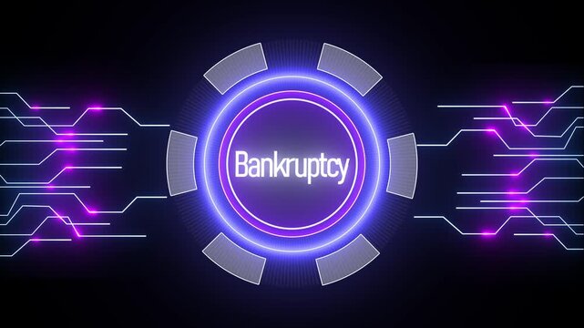 Modern bankruptcy concept with futuristic circuit design