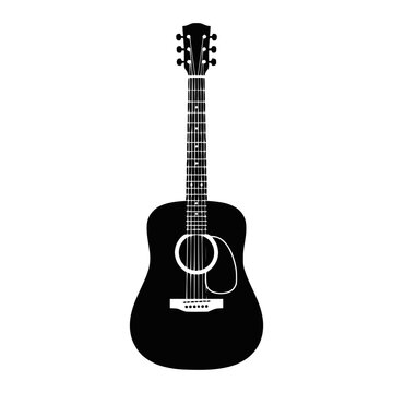 Black Acoustic Guitar Silhouette Isolated