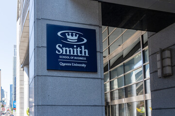 Fototapeta premium Toronto, Ontario, Canada - August 5, 2026: Smith School of Business at Queen's University learning facility (SmithToronto) on Front Street West in downtown Toronto, Ontario, Canada. 