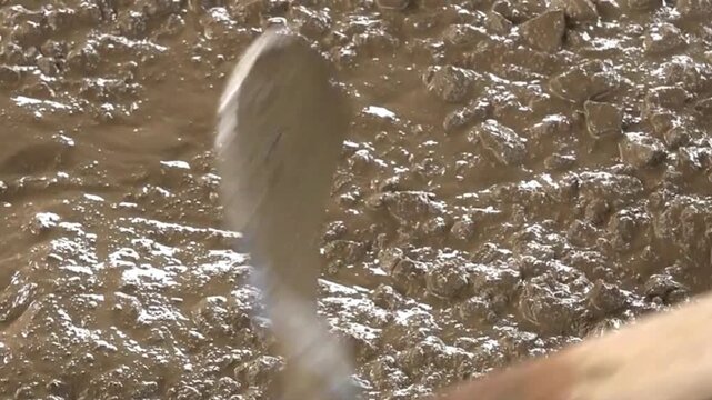 Wet Mud and Pebbles Texture Surface