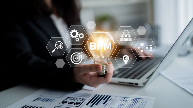 Business Process Management concept showing workflow analysis, process optimization, team collaboration, automation, and performance improvement Latch