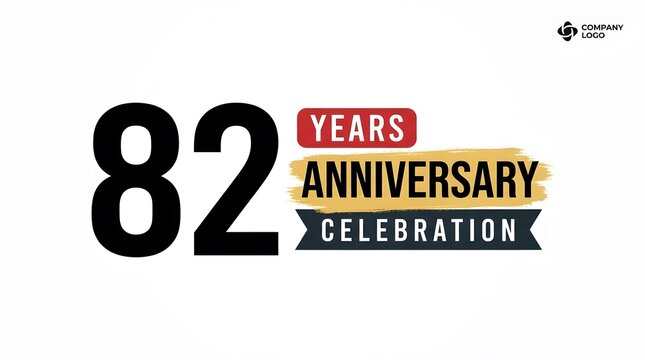 Eighty two years anniversary celebration logo design with bold typography and creative graphic elements for event branding