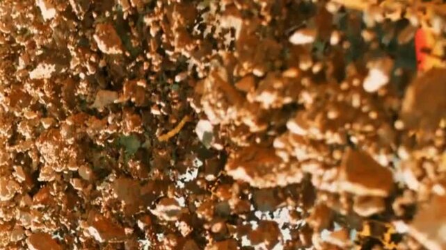Slow Motion Chocolate Chunks Falling in Mid Air