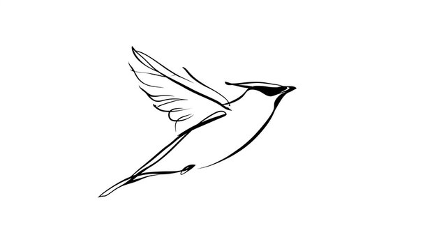 Minimalist bird illustration on white background.