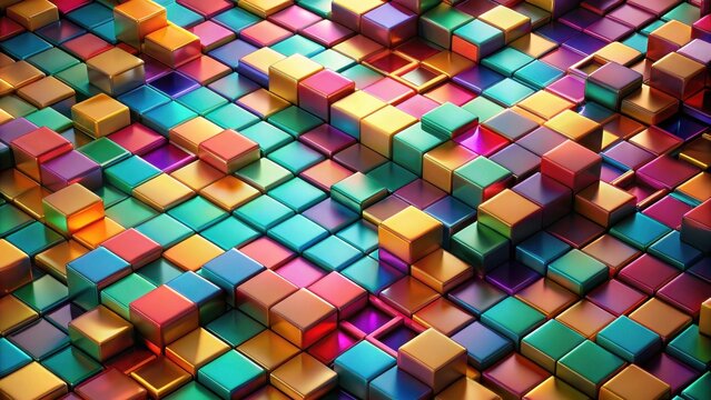 A colorful pattern of squares and rectangles