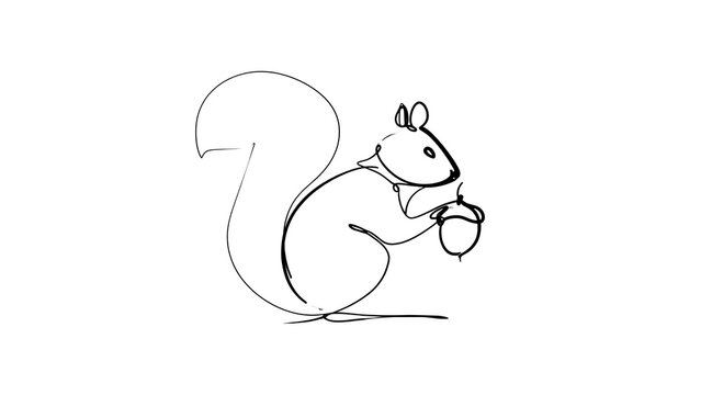 Cute squirrel holding acorn white background.