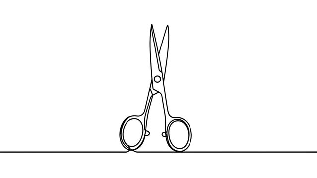 Pair of scissors on white background.