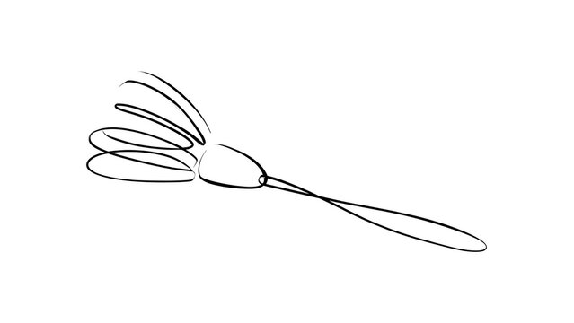 Minimalist fork illustration on white background.