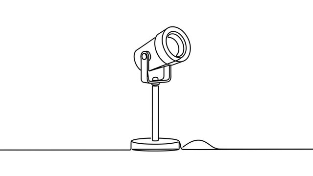 Minimalist microphone on stand white background.