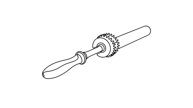Vintage hand drill tool illustration white background.
