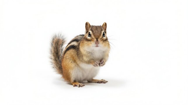 Chipmunk sitting on white background