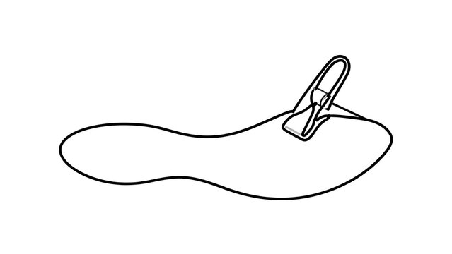 Clothespin on wavy line white background.