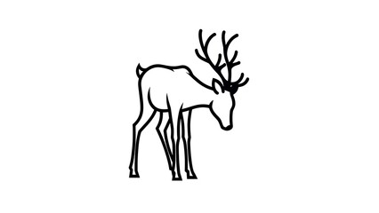 Fototapeta premium Minimalist reindeer illustration white background.