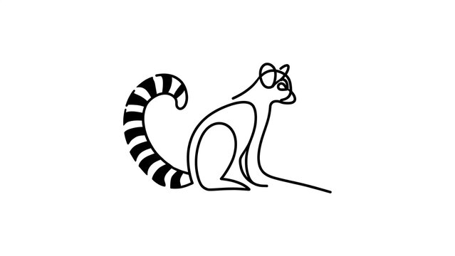 Minimalist lemur illustration on white background.
