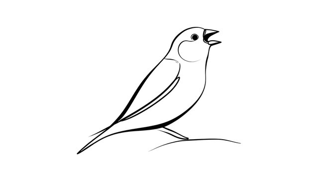 Singing bird illustration on white background.