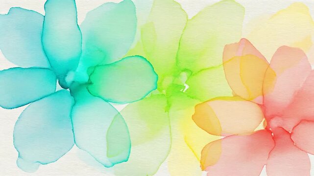 水彩インクが広がる抽象アート背景Colorful Watercolor Bloom on Paper | Abstract Paint Bleed Background
