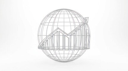 Obraz premium Global financial growth chart diagram wireframe illustration