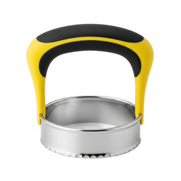 Yellow and silver metal handle with loop