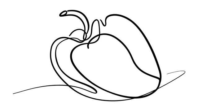 Minimalist line art pepper drawing white background.