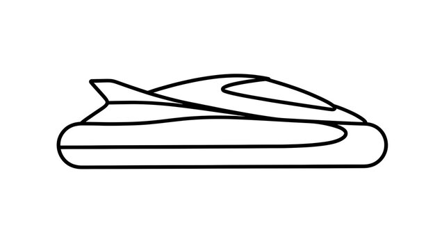 Jet ski line art illustration white background.
