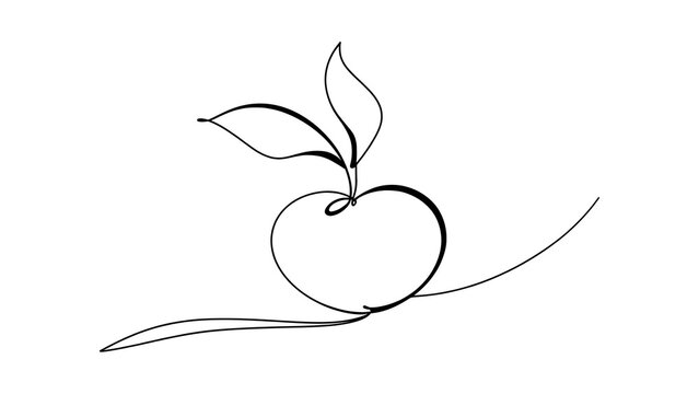 Minimalist apple drawing on white background.