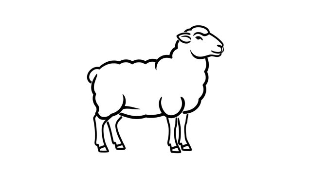 Simple sheep illustration on white background.