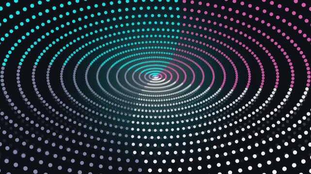 Neon glowing dots circular tunnel motion vector