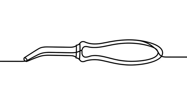 Simple screwdriver line art on white background.