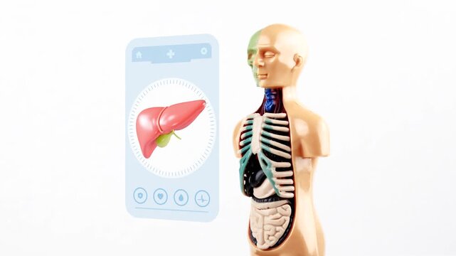 Anatomical model, medical interface, and AI-powered telemedicine app for digital monitoring of the liver and biliary tract. Liver cancer detection.