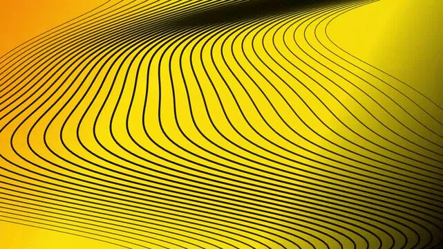 Abstract yellow background with flowing black lines vector