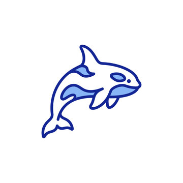 Vector Icon Illustration of a Jumping Killer Whale Representing Marine Wildlife and Aquatic Nature Conservation Concepts