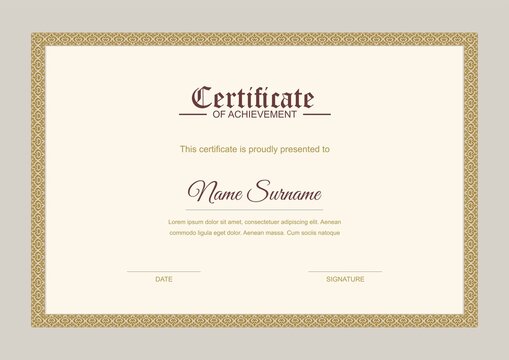 Elegant Luxury Certificate Template with Decorative Pattern Border