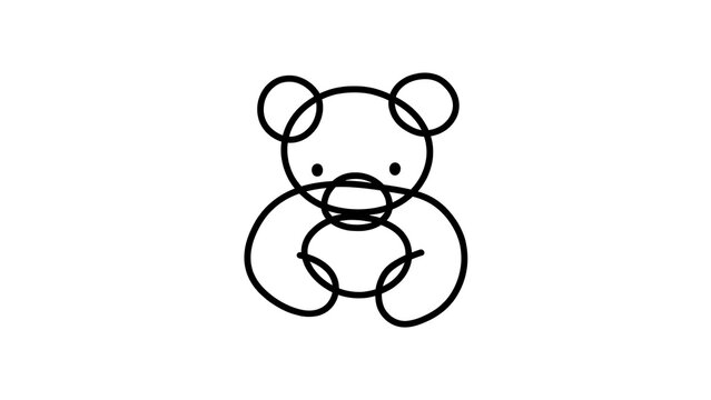 Cute cartoon bear illustration white background.