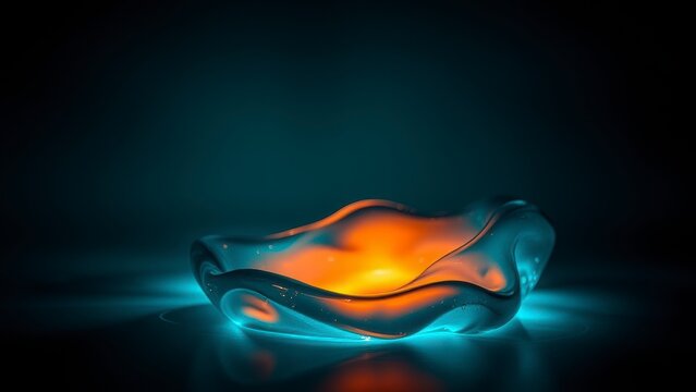 Abstract Liquid Glass Sculpture with Glowing Warm Core