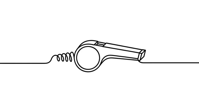 Minimalist whistle line art on white background.