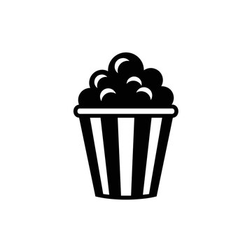 Solid black silhouette of a striped popcorn box