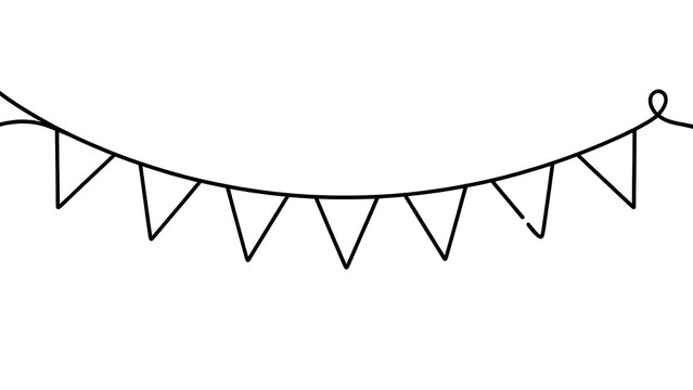 Black and white bunting flags on white background.