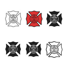Fototapeta premium Set of three Maltese cross icons in different colors and styles