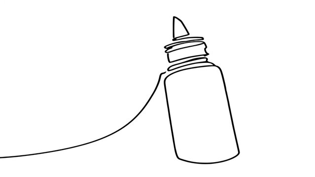 Glue bottle dripping adhesive on white background.