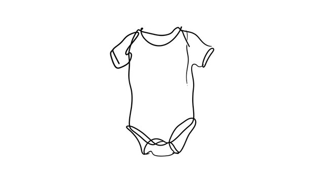 Simple baby onesie line drawing white background.
