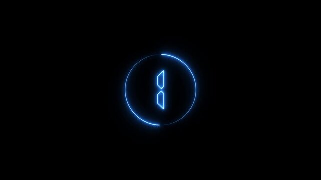 5 to 1 second modern digital countdown timer neon light style on black background, 5 seconds simple countdown timer. Circle countdown timer 5 sec animation.