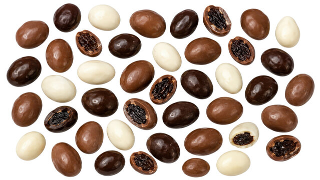 Chocolate Covered Raisins on Transparent Background