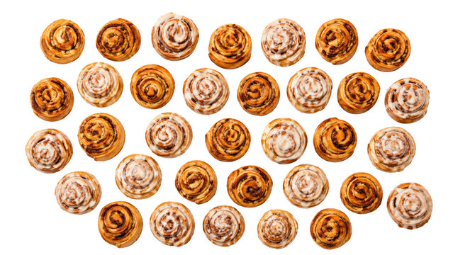 Cinnamon Rolls with Sugar Icing Isolated on Transparent Background