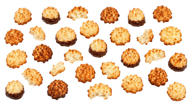 Coconut Macaroons and Cookie Pieces on Transparent Background
