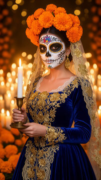 Catrina mexicana, D&iacute;a de Muertos, catrina elegante, maquillaje de catrina, calavera mexicana, retrato femenino, mujer mexicana, belleza mexicana, cultura mexicana, tradici&oacute;n mexicana, folclor mexicano